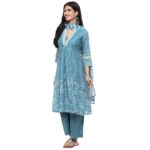 Women Poly Cotton Kalidar Kurta Palazzo Suit Set