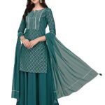 Crepe Straight Kurti Skirt With Dupatta