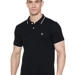 Men's Cotton Regular Fit Solid Polo with Sleeve Detail